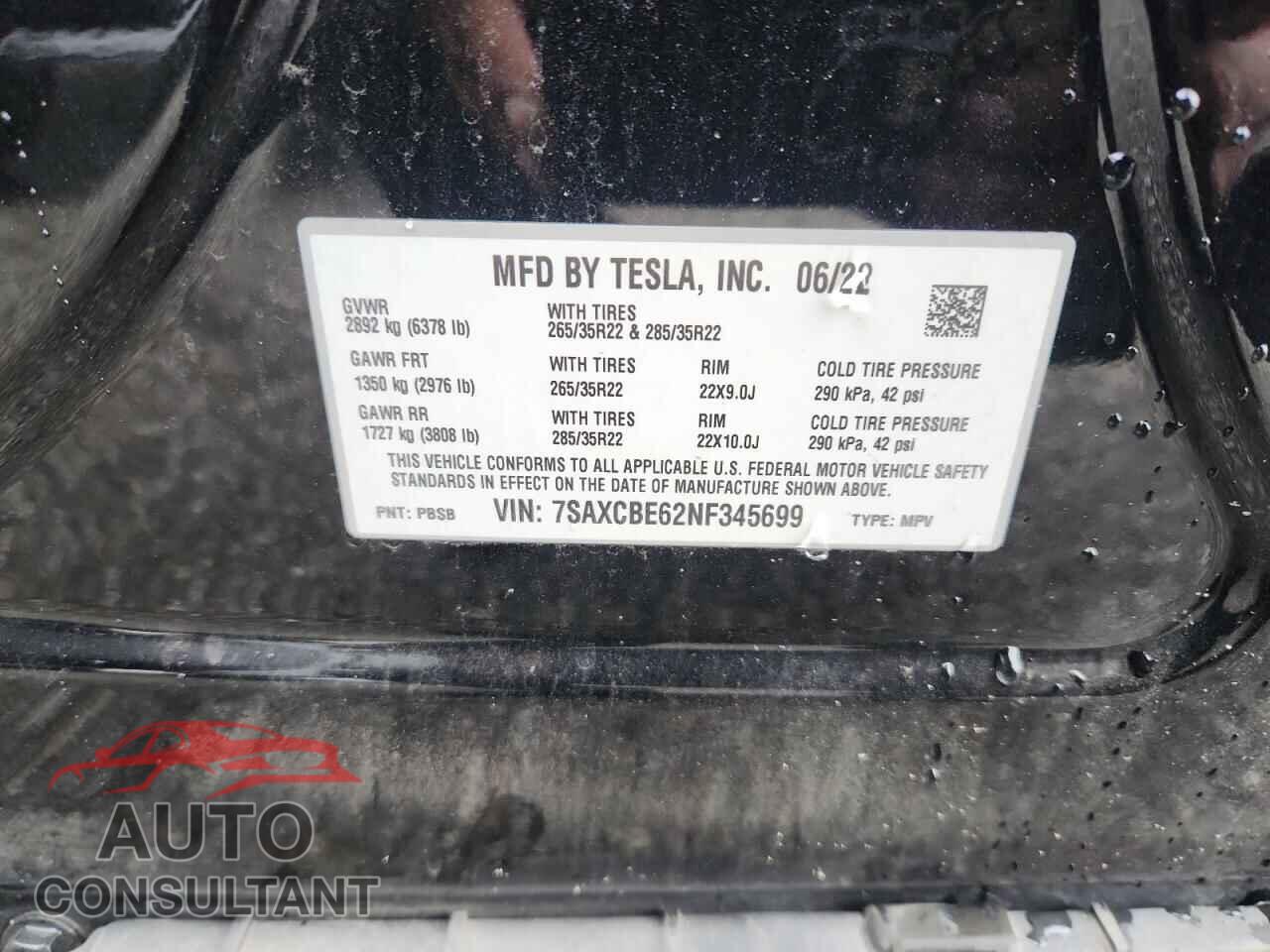 TESLA MODEL X 2022 - 7SAXCBE62NF345699