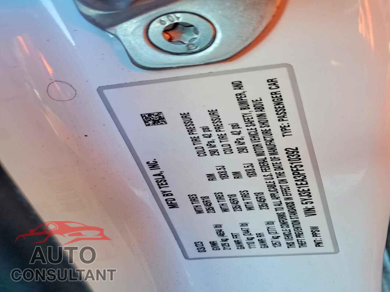 TESLA MODEL 3 2023 - 5YJ3E1EA3PF510392