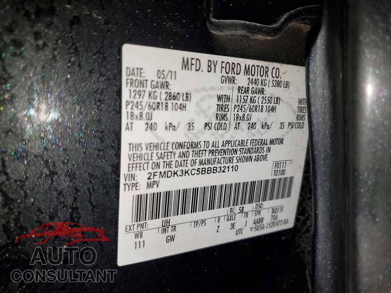 FORD EDGE 2011 - 2FMDK3KC5BBB32110