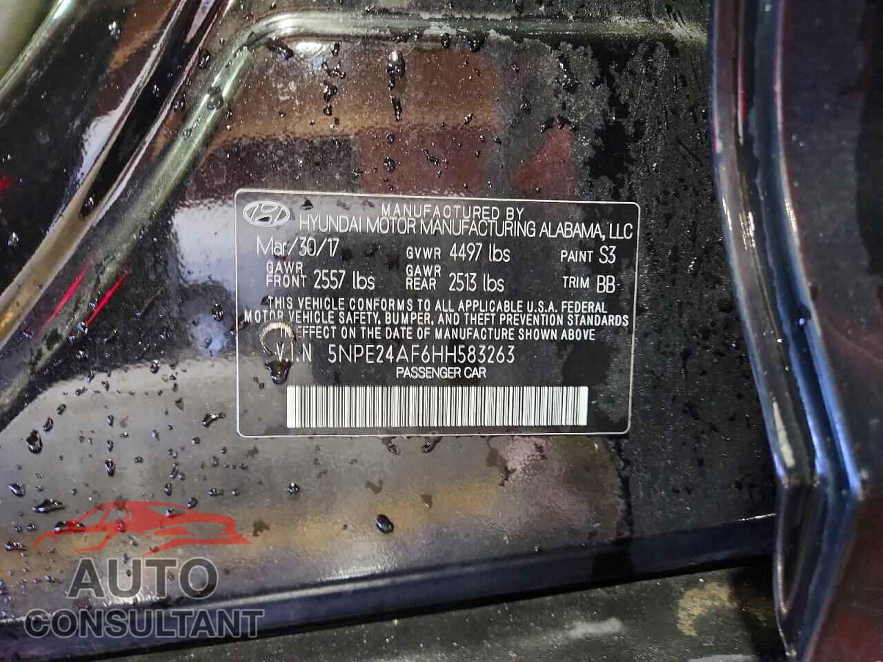 HYUNDAI SONATA 2017 - 5NPE24AF6HH583263