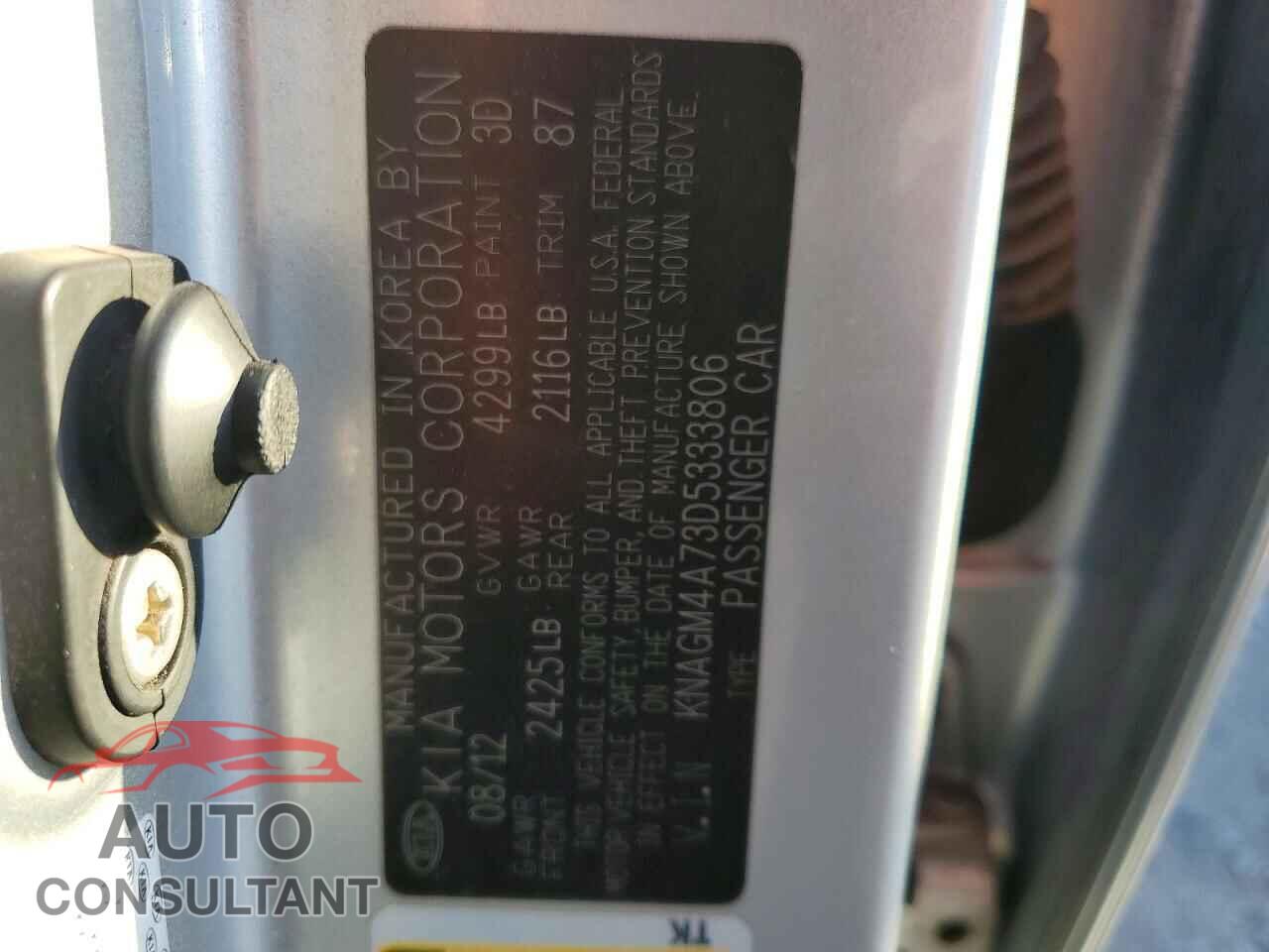 KIA OPTIMA 2013 - KNAGM4A73D5333806