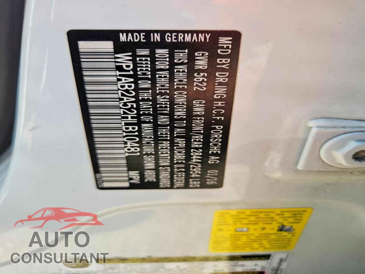 PORSCHE MACAN 2017 - WP1AB2A52HLB10481