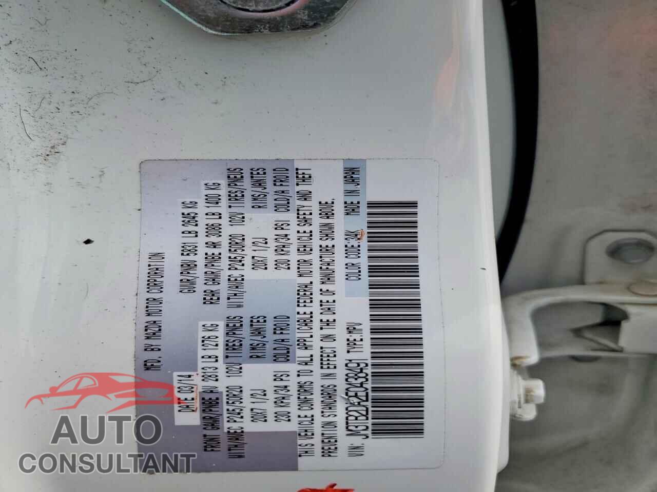 MAZDA CX-9 2014 - JM3TB2DA2E0438491