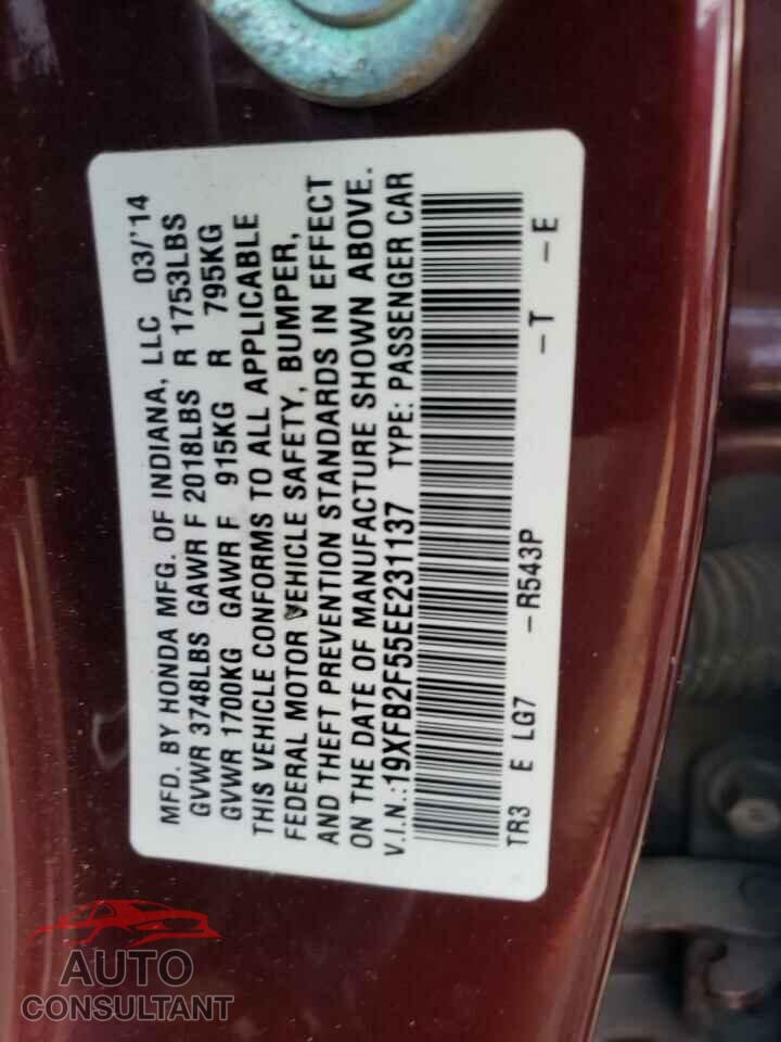 HONDA CIVIC 2014 - 19XFB2F55EE231137