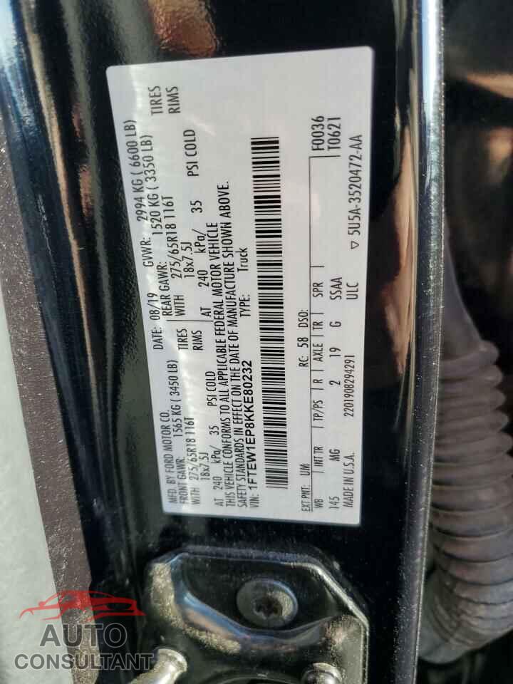 FORD F-150 2019 - 1FTEW1EP8KKE80232