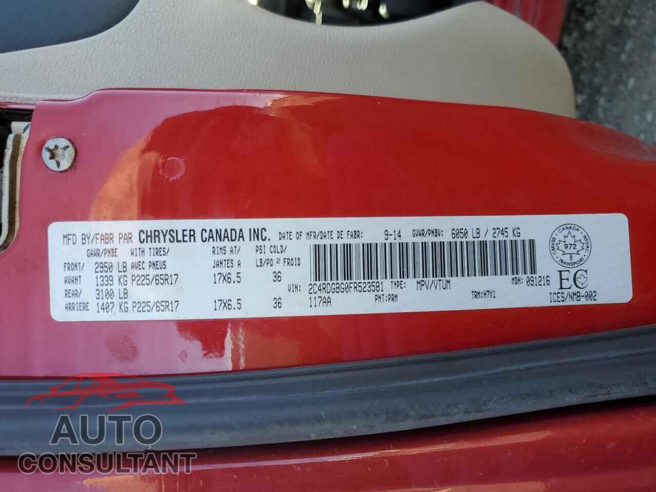DODGE CARAVAN 2014 - 2C4RDGBG0FR523581