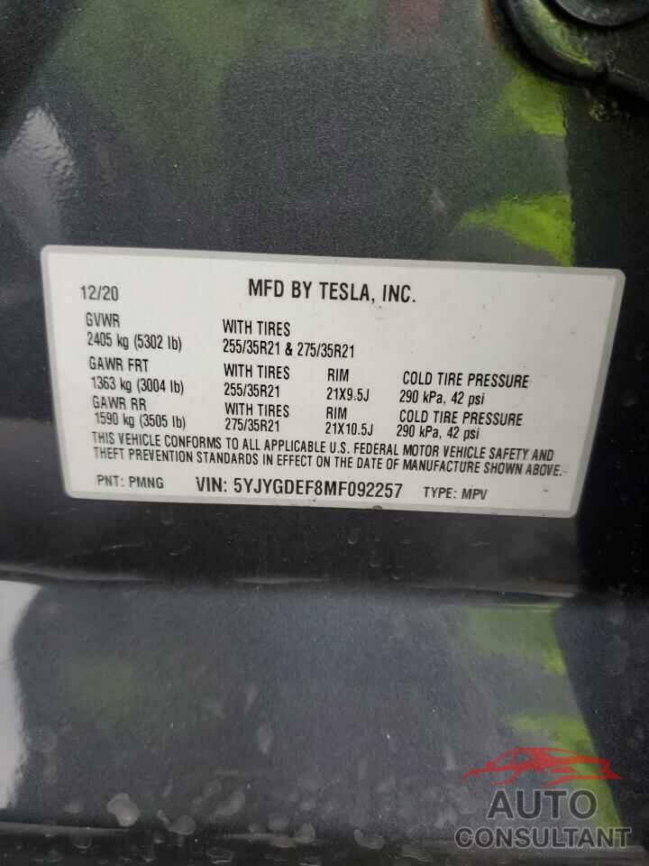 TESLA MODEL Y 2021 - 5YJYGDEF8MF092257