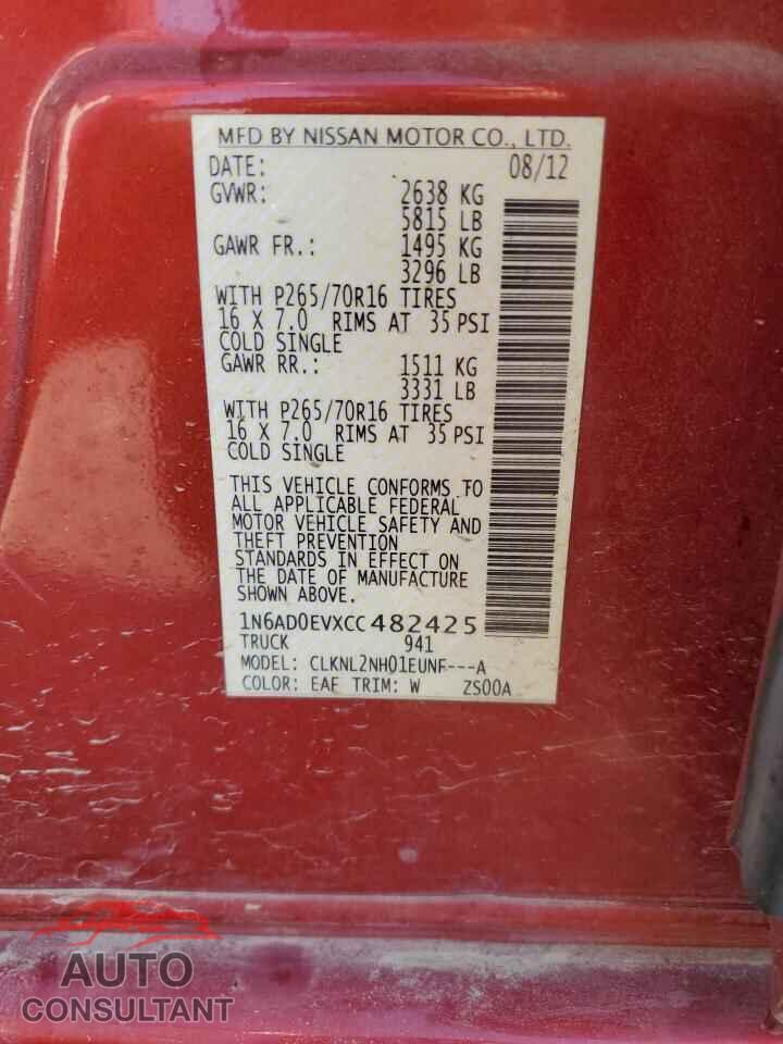 NISSAN FRONTIER 2012 - 1N6AD0EVXCC482425