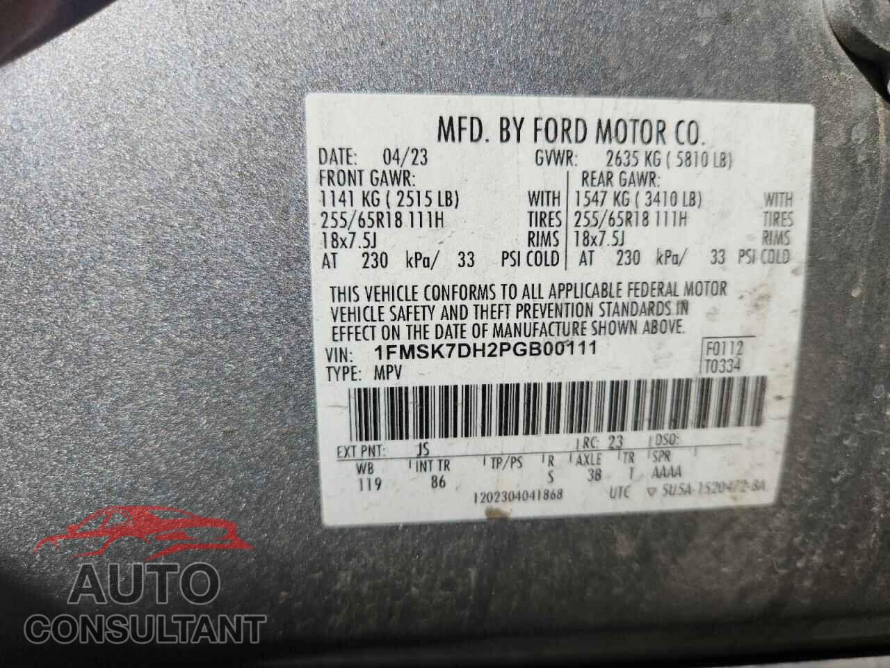 FORD EXPLORER 2023 - 1FMSK7DH2PGB00111