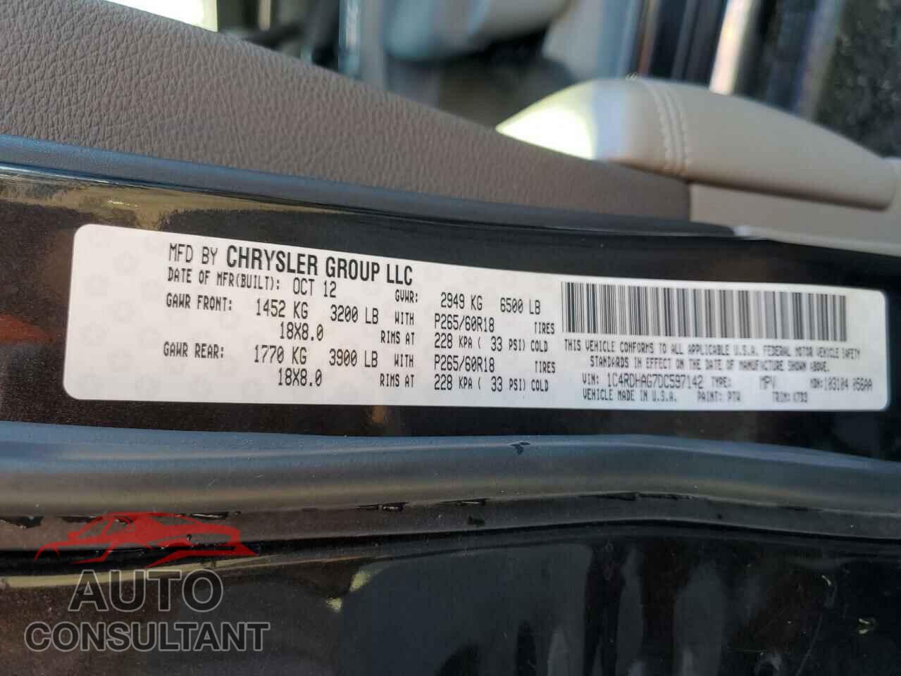 DODGE DURANGO 2013 - 1C4RDHAG7DC597142