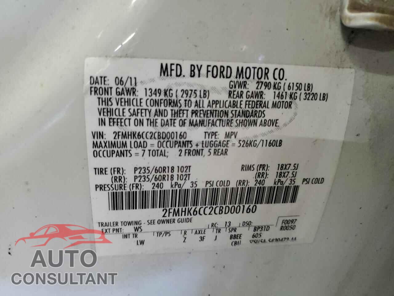 FORD FLEX 2012 - 2FMHK6CC2CBD00160