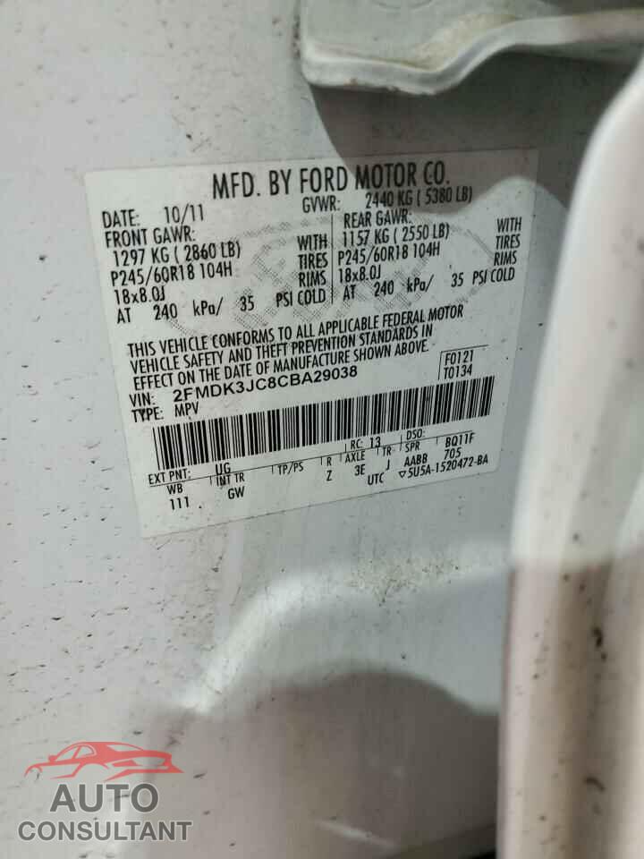 FORD EDGE 2012 - 2FMDK3JC8CBA29038