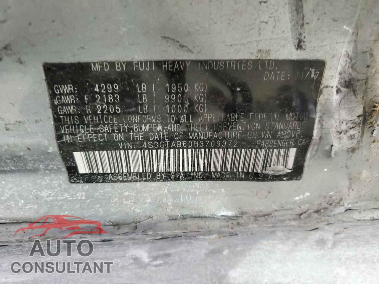 SUBARU IMPREZA 2017 - 4S3GTAB60H3709972