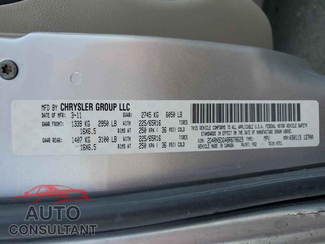 DODGE CARAVAN 2011 - 2D4RN5DG4BR678629