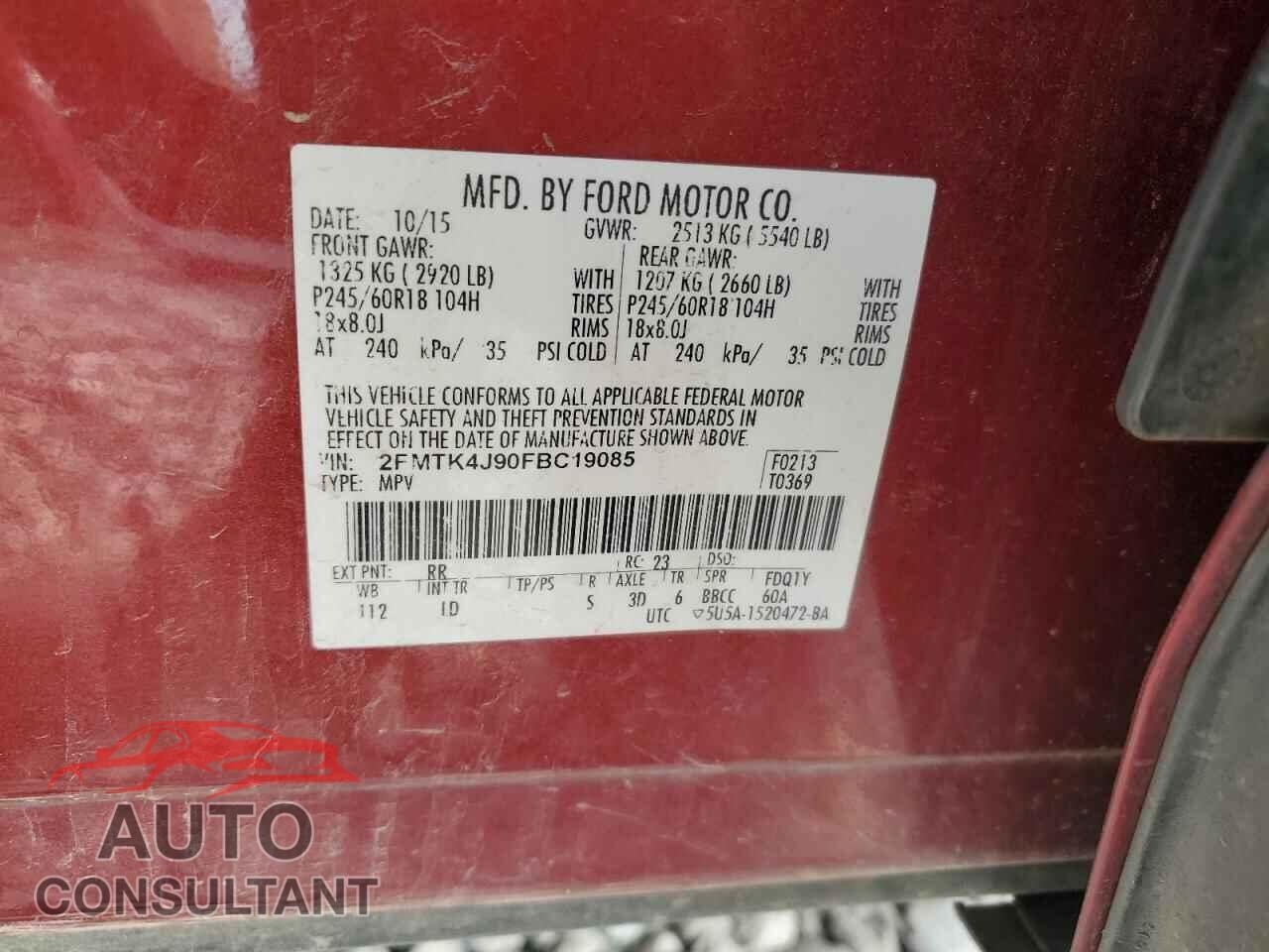 FORD EDGE 2015 - 2FMTK4J90FBC19085