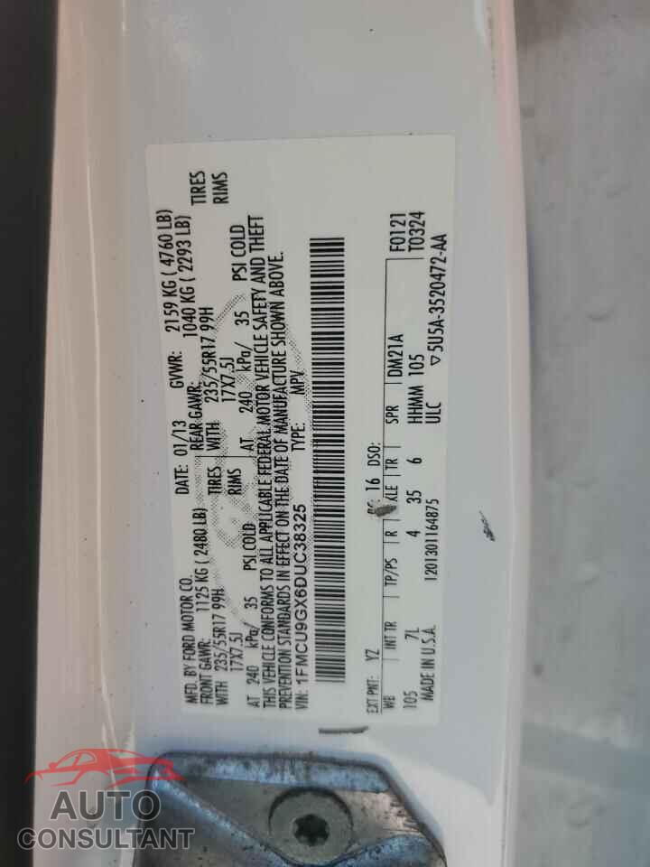 FORD ESCAPE 2013 - 1FMCU9GX6DUC38325