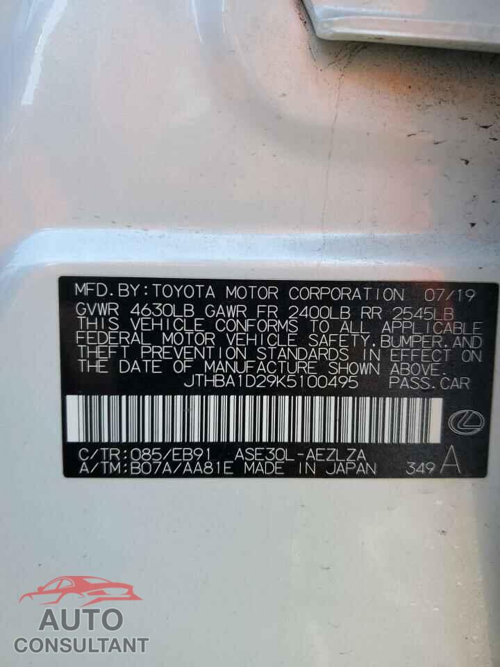 LEXUS IS 2019 - JTHBA1D29K5100495