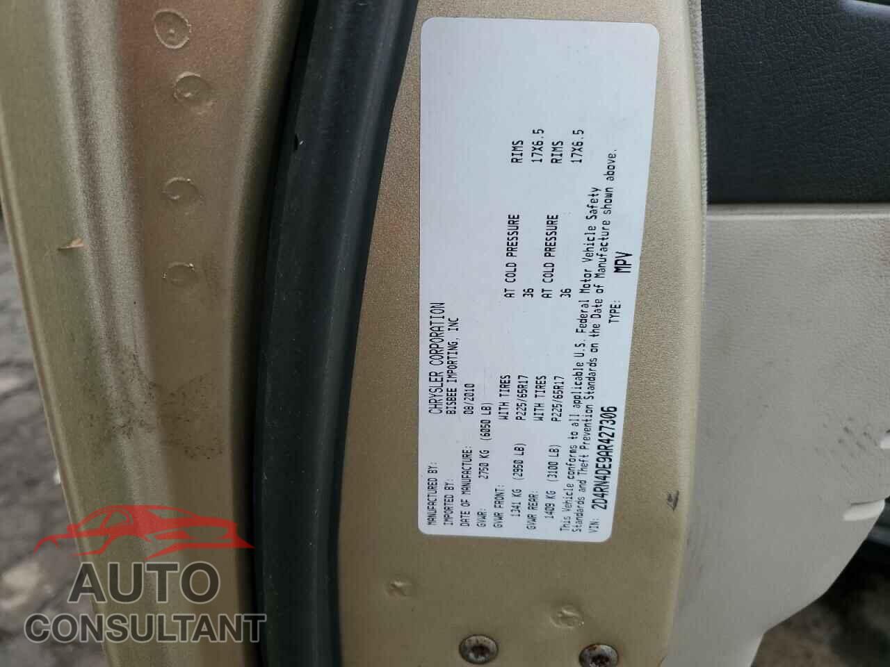 DODGE CARAVAN 2010 - 2D4RN4DE9AR427306