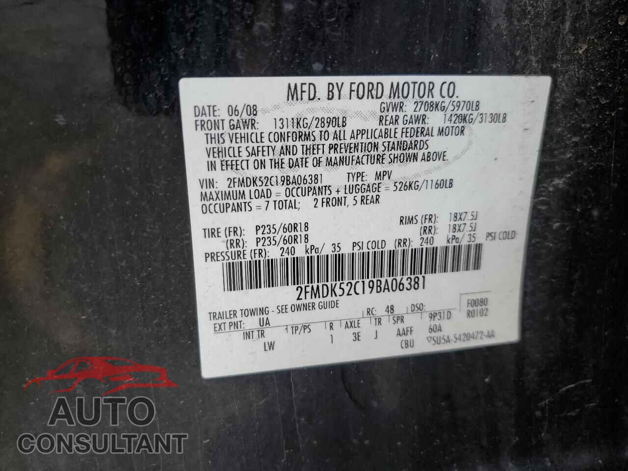FORD FLEX 2009 - 2FMDK52C19BA06381