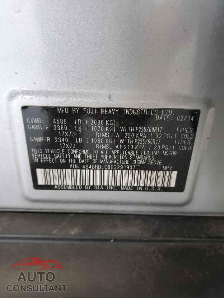 SUBARU OUTBACK 2014 - 4S4BRBLC9E3291907
