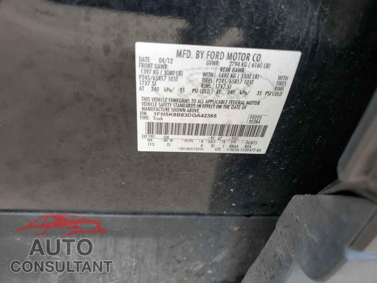 FORD EXPLORER 2013 - 1FM5K8B83DGA42365