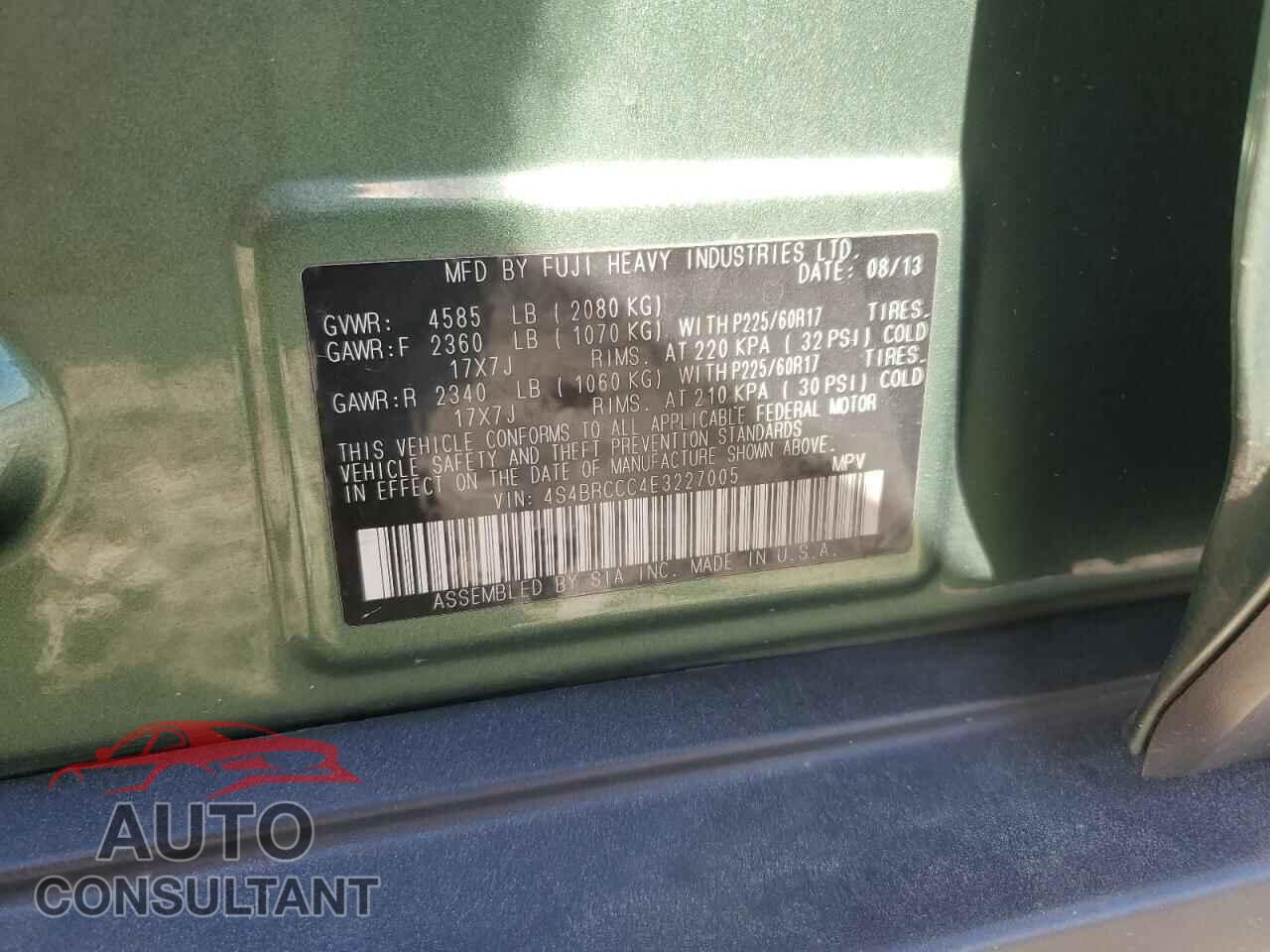 SUBARU OUTBACK 2014 - 4S4BRCCC4E3227005