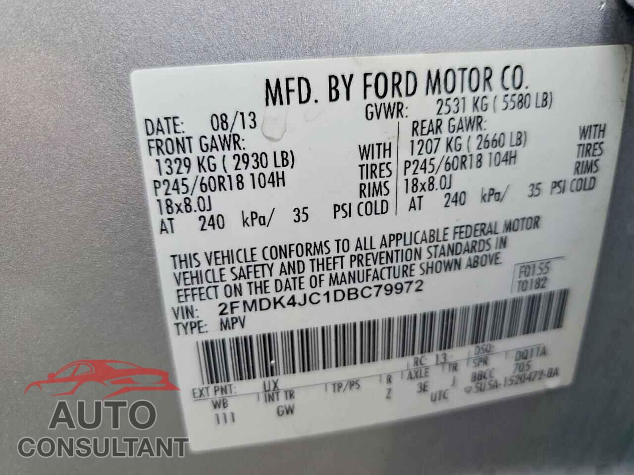 FORD EDGE 2013 - 2FMDK4JC1DBC79972