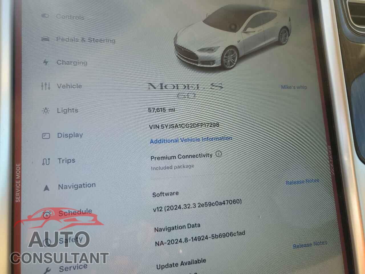 TESLA MODEL S 2013 - 5YJSA1CG2DFP17298