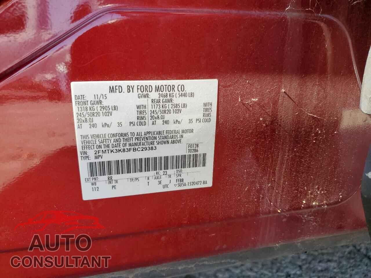 FORD EDGE 2015 - 2FMTK3K83FBC29383