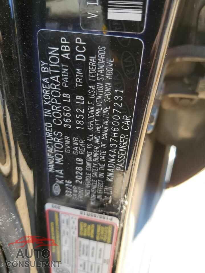 KIA RIO 2017 - KNADN4A37H6007231