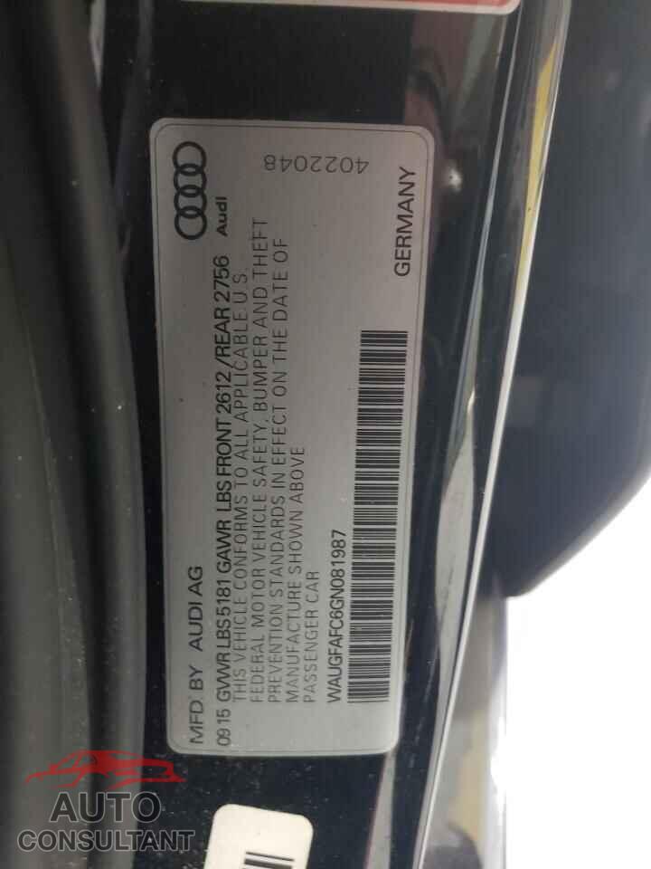 AUDI A6 2016 - WAUGFAFC6GN081987