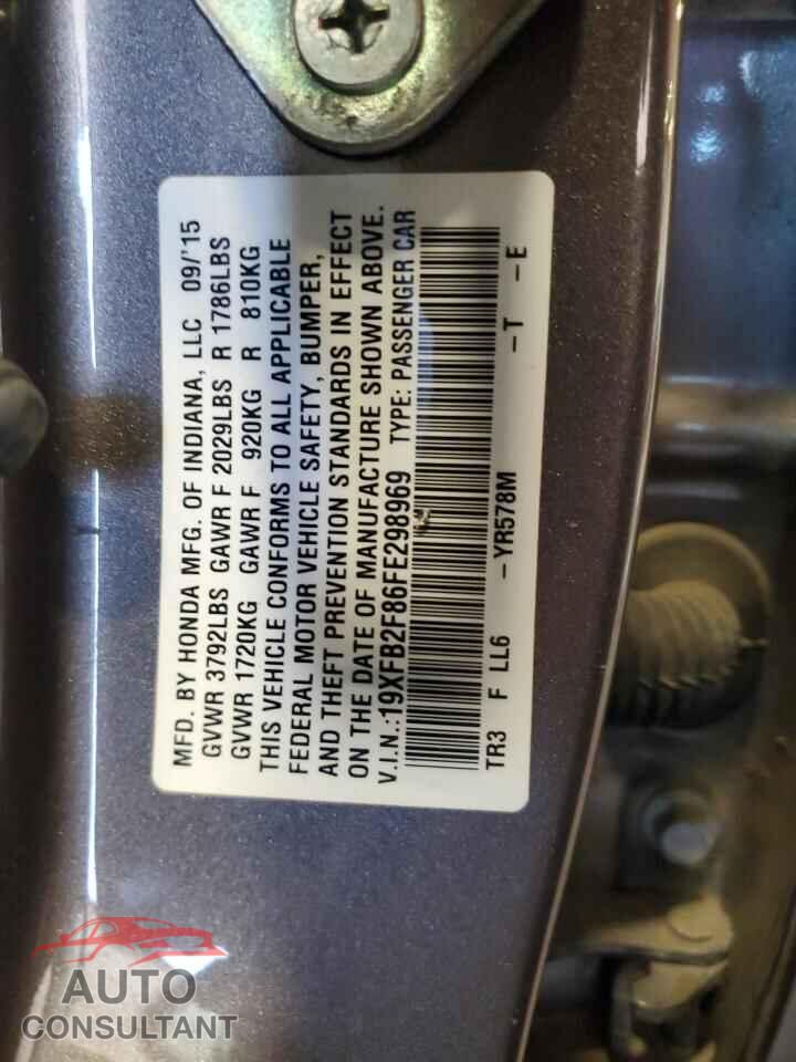 HONDA CIVIC 2015 - 19XFB2F86FE298969