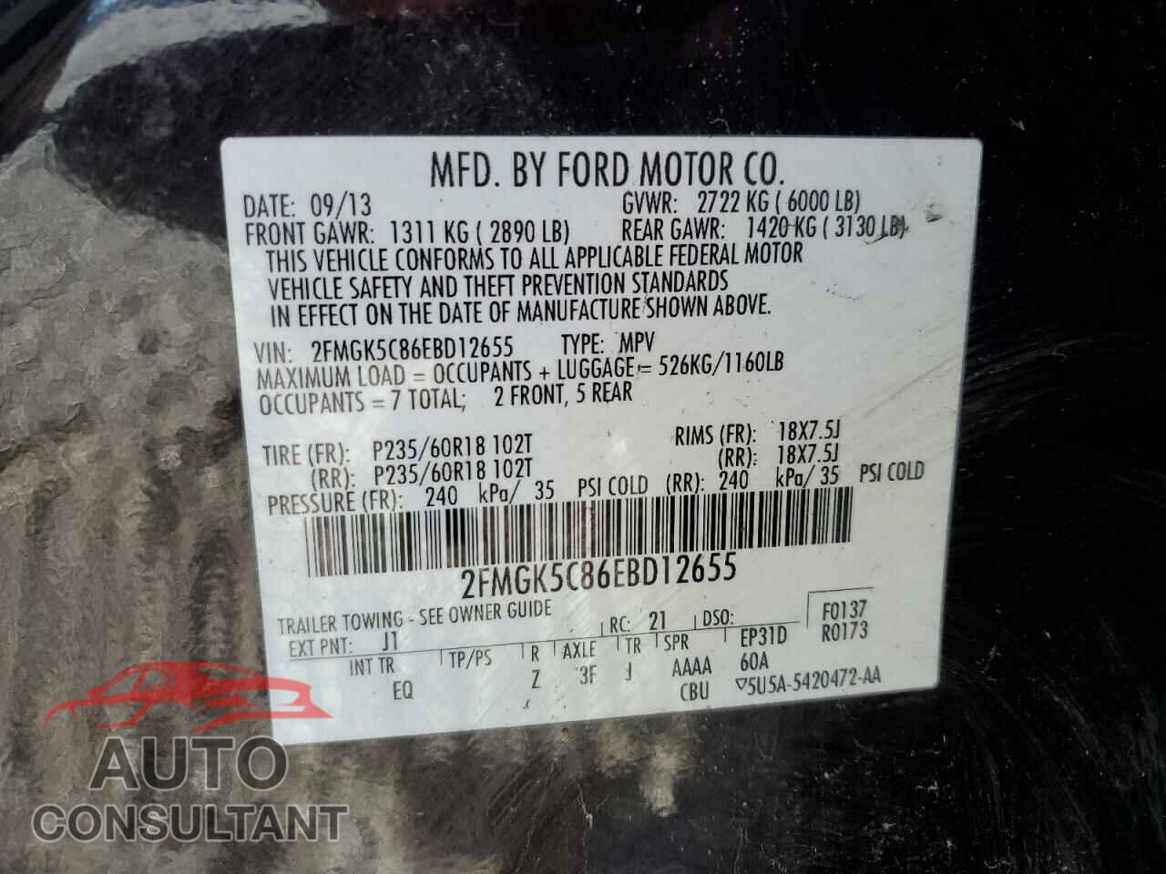 FORD FLEX 2014 - 2FMGK5C86EBD12655
