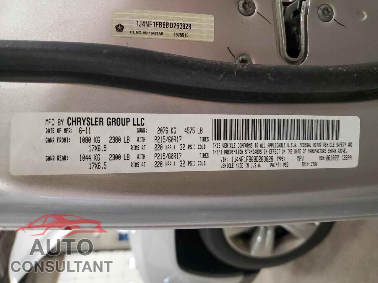 JEEP COMPASS 2011 - 1J4NF1FB6BD263828