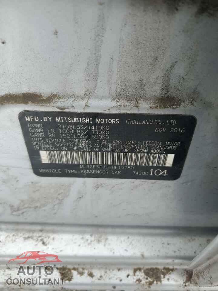 MITSUBISHI MIRAGE 2017 - ML32F3FJ1HHF15780