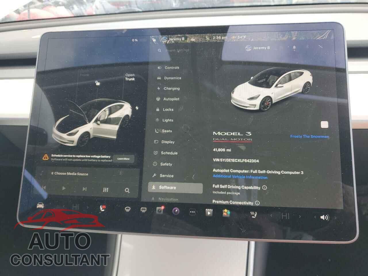 TESLA MODEL 3 2020 - 5YJ3E1ECXLF642304