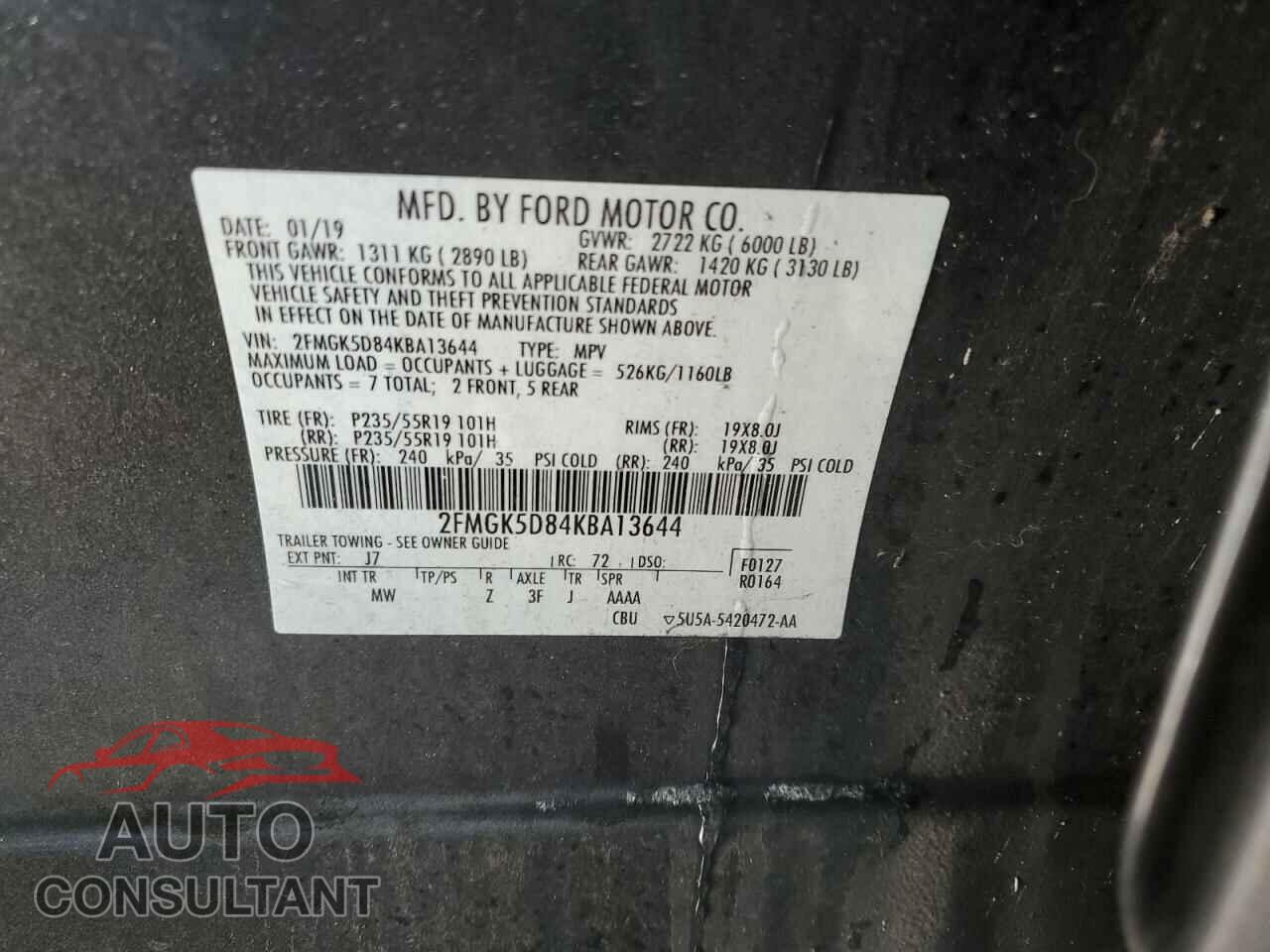 FORD FLEX 2019 - 2FMGK5D84KBA13644