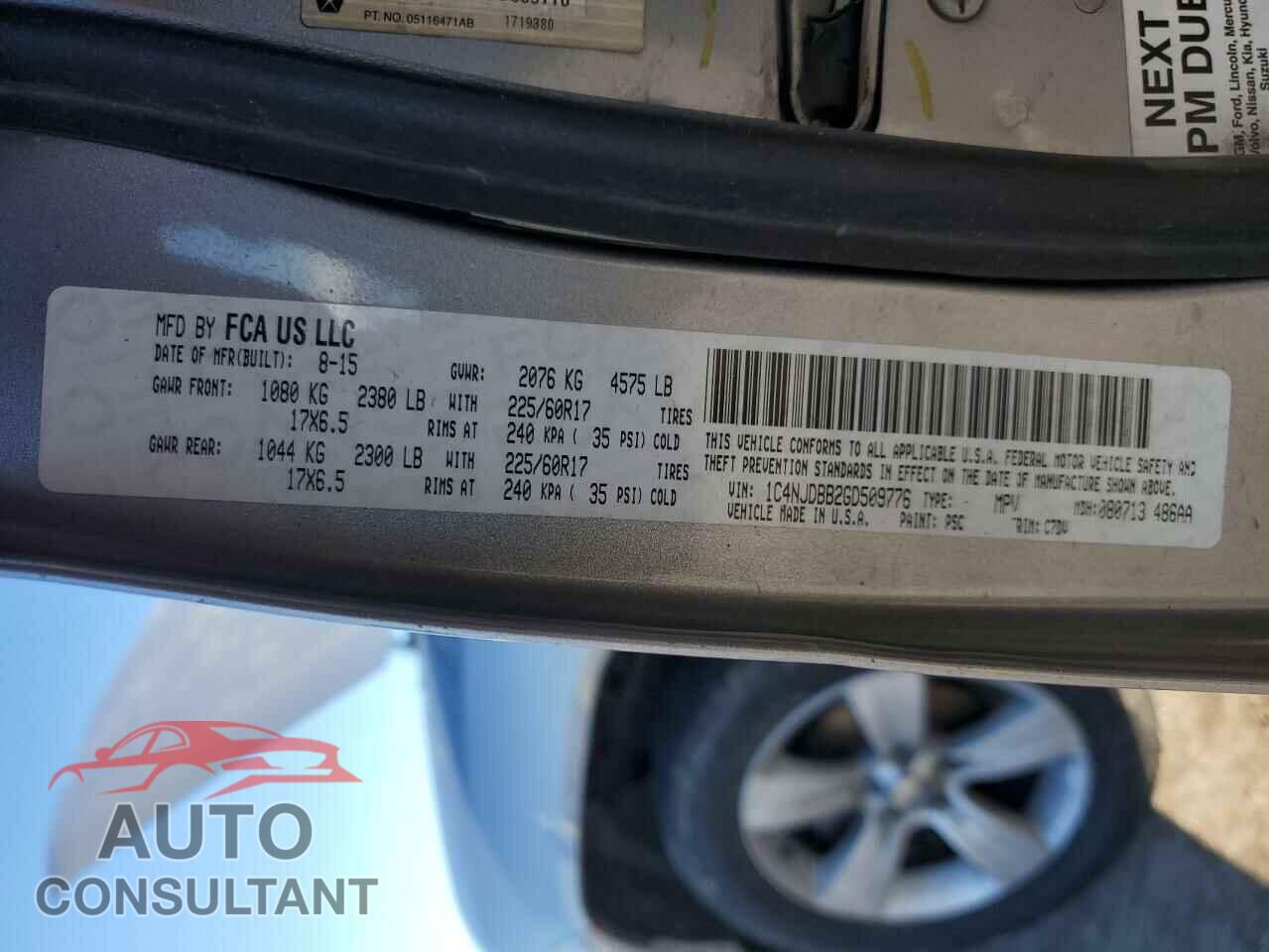 JEEP COMPASS 2016 - 1C4NJDBB2GD509776