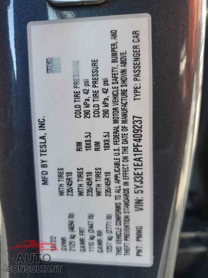 TESLA MODEL 3 2023 - 5YJ3E1EA1PF409237