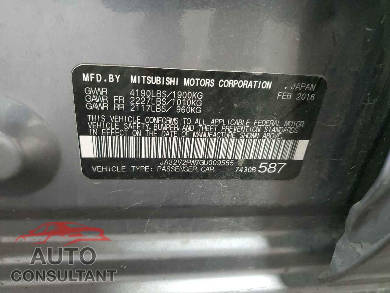 MITSUBISHI LANCER 2016 - JA32V2FW7GU009555