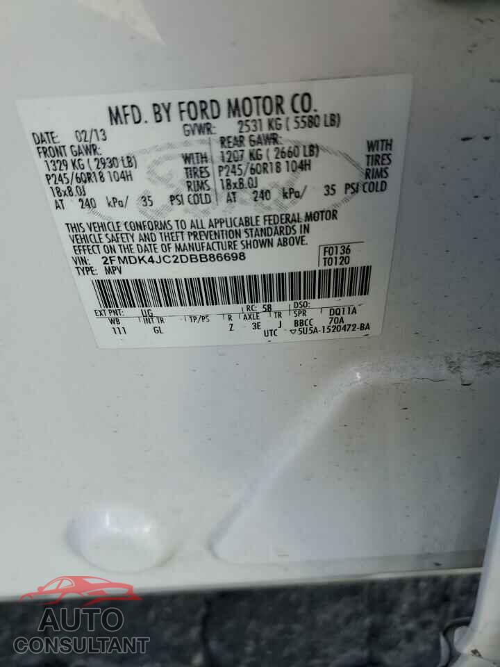 FORD EDGE 2013 - 2FMDK4JC2DBB86698