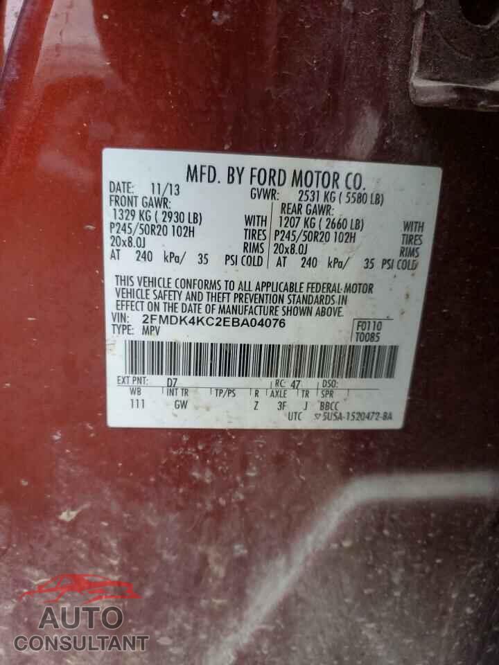 FORD EDGE 2014 - 2FMDK4KC2EBA04076
