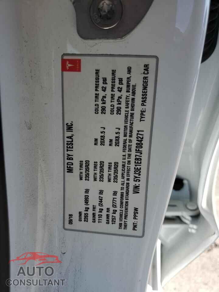 TESLA MODEL 3 2018 - 5YJ3E1EB7JF084271