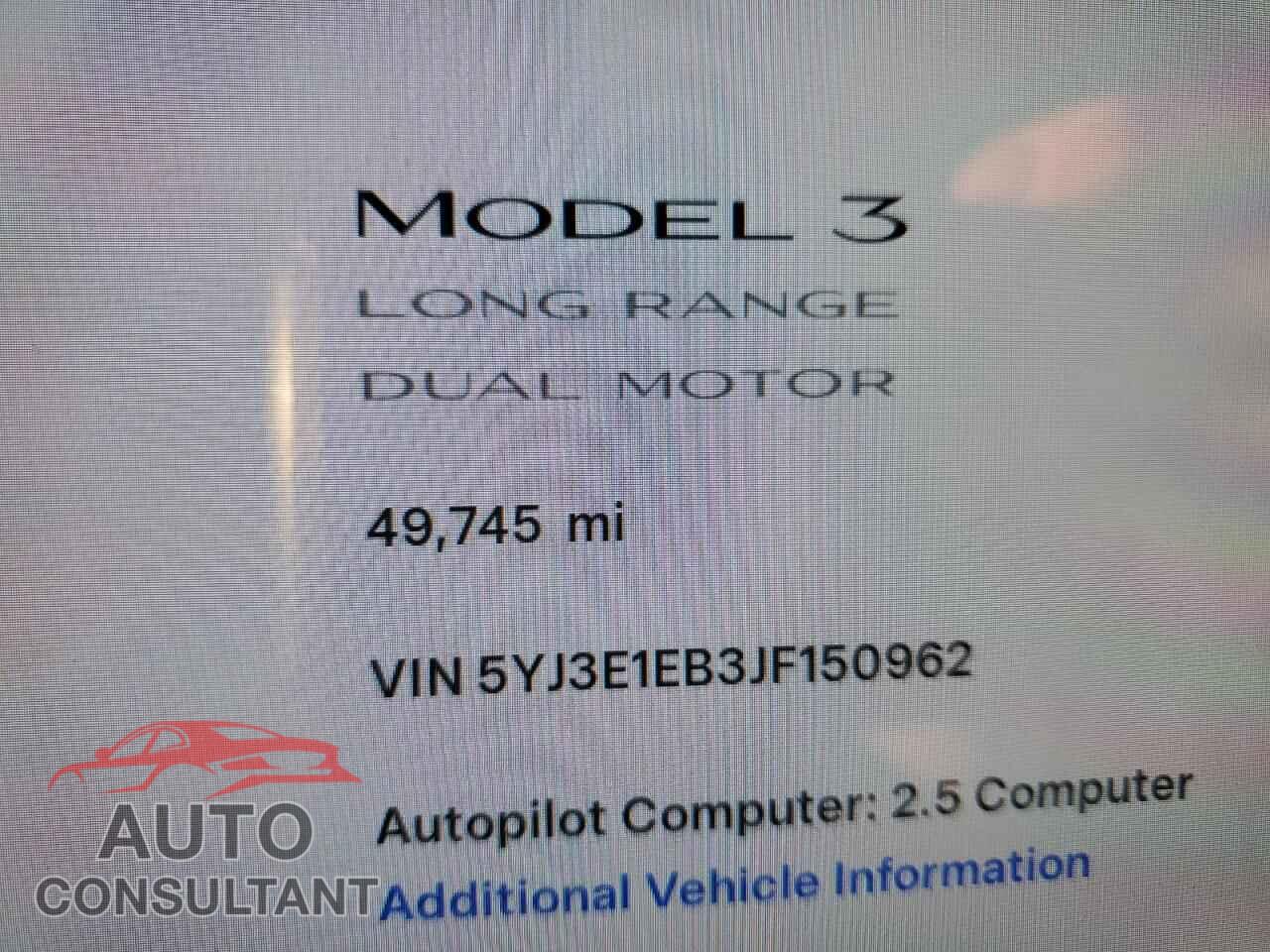 TESLA MODEL 3 2018 - 5YJ3E1EB3JF150962