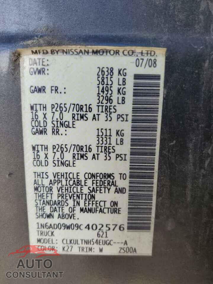 NISSAN FRONTIER 2009 - 1N6AD09W09C402576