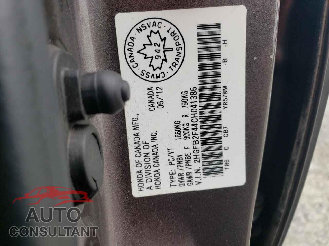 HONDA CIVIC 2012 - 2HGFB2F44CH041386