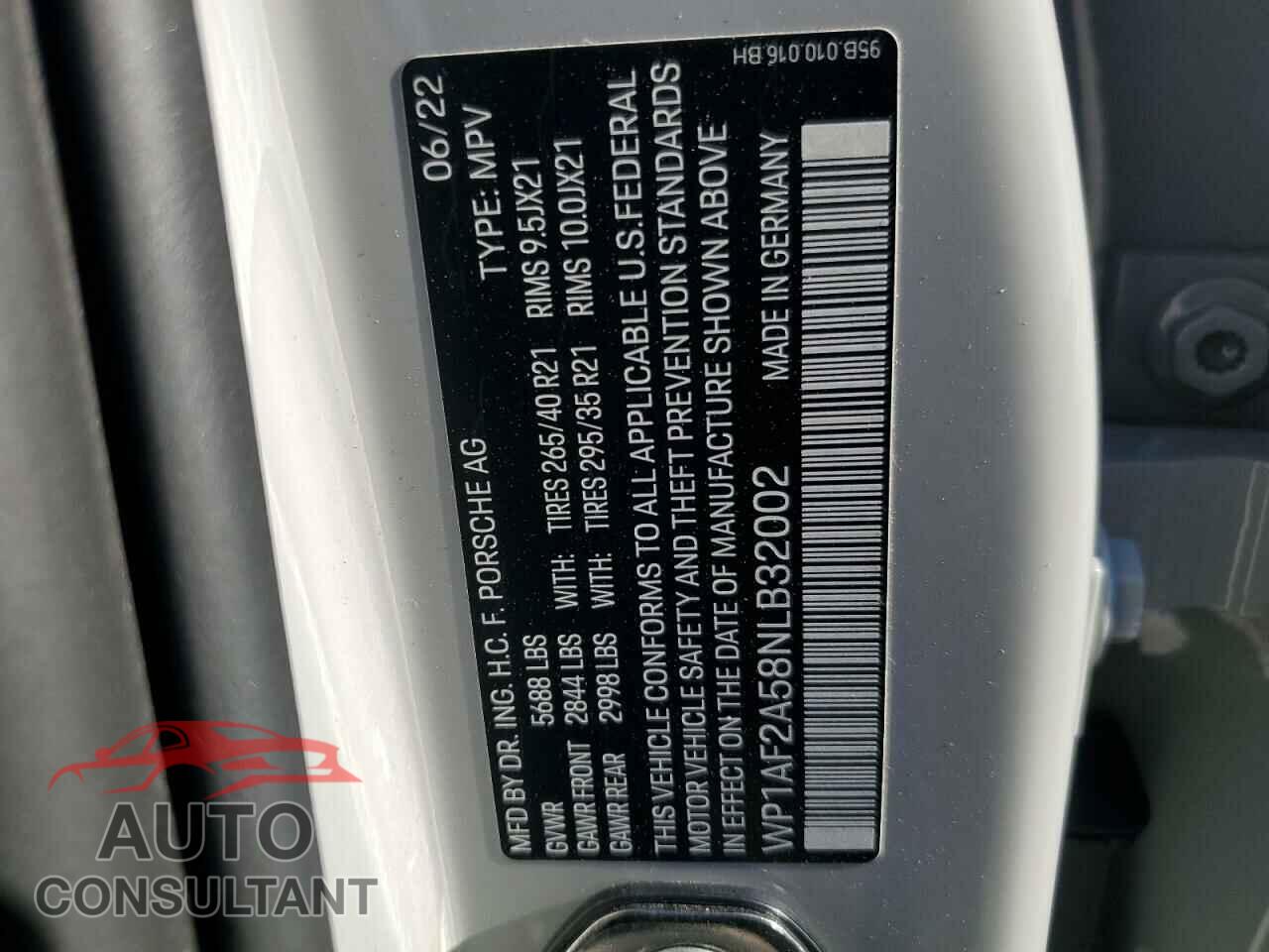 PORSCHE MACAN 2022 - WP1AF2A58NLB32002