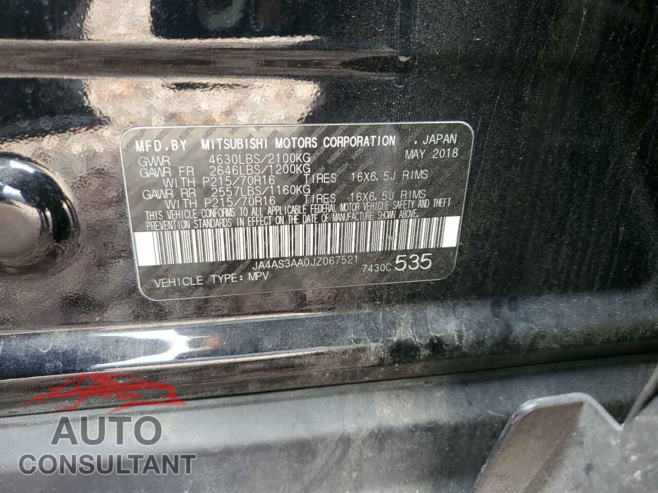 MITSUBISHI ECLIPSE 2018 - JA4AS3AA0JZ067521