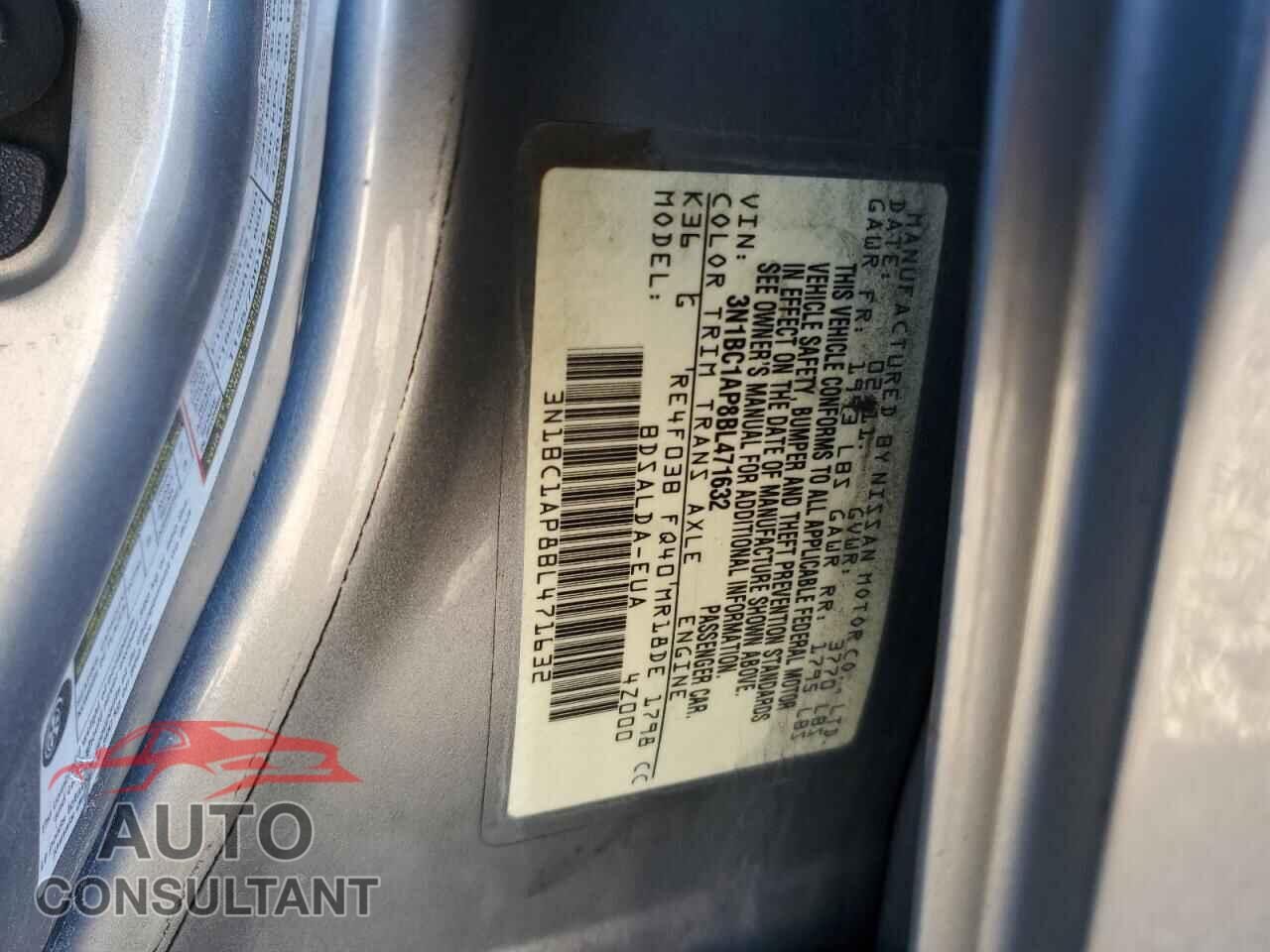 NISSAN VERSA 2011 - 3N1BC1AP8BL471632