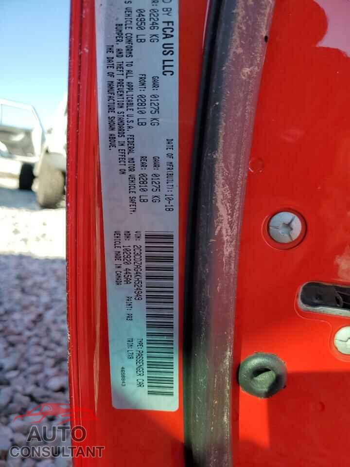 DODGE CHALLENGER 2019 - 2C3CDZAG4KH524949